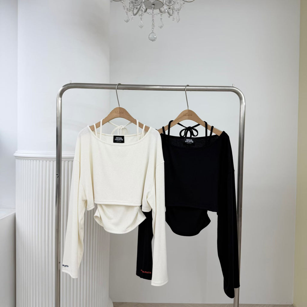 綁頸吊帶短Tee set