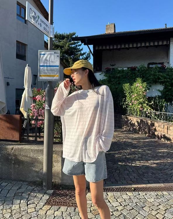 橫間防曬薄長Tee