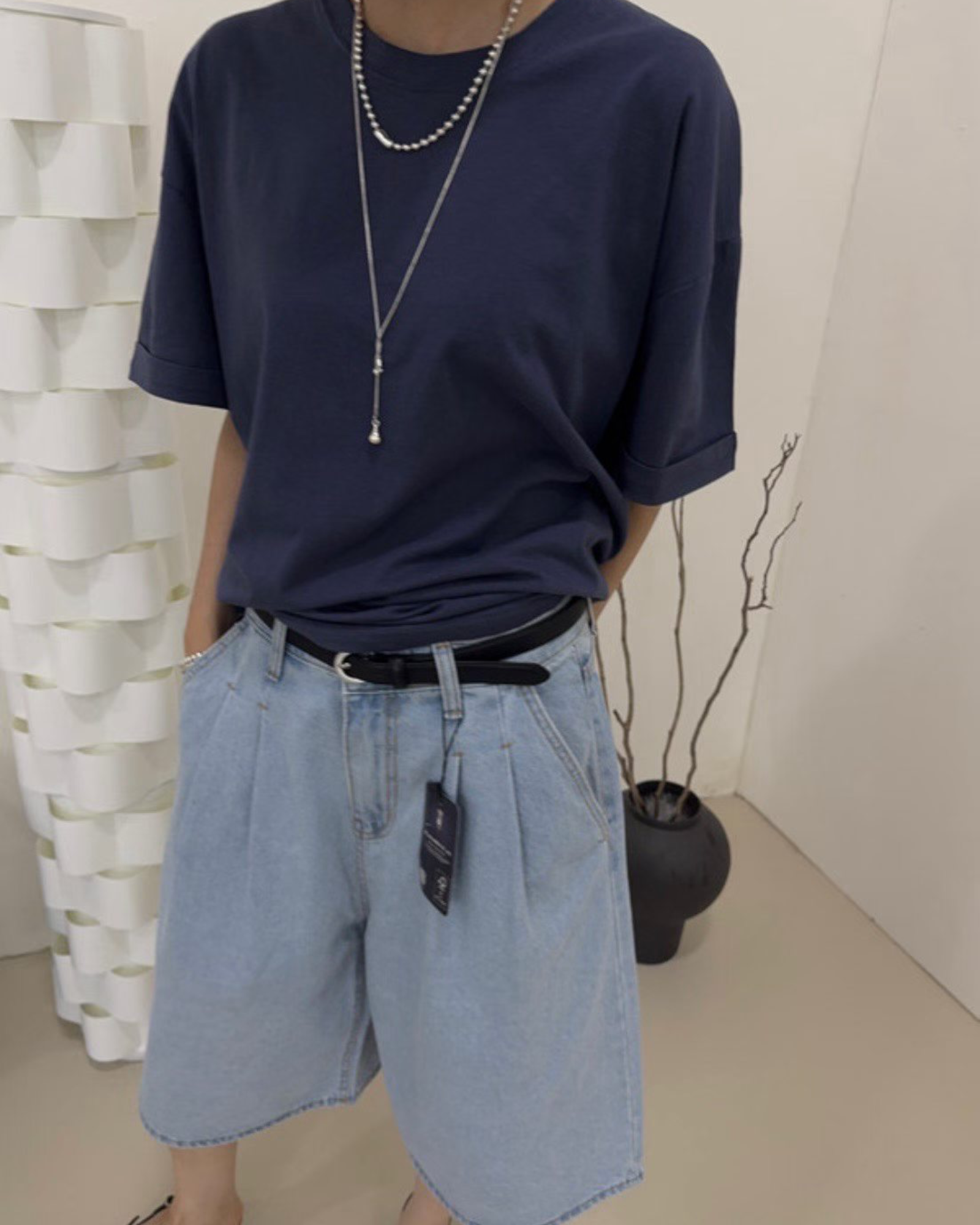 摺袖長Tee