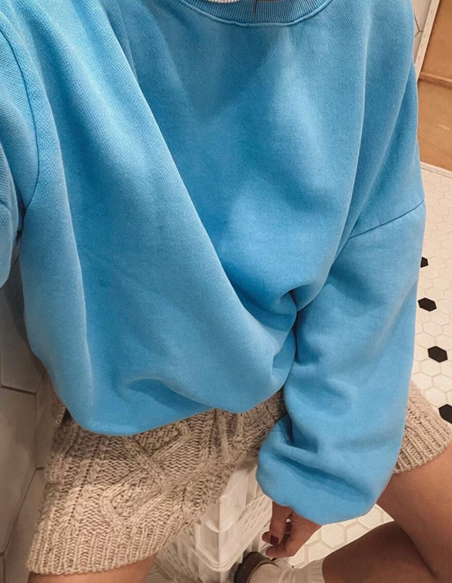 束袖抓毛淨色洗水衛衣