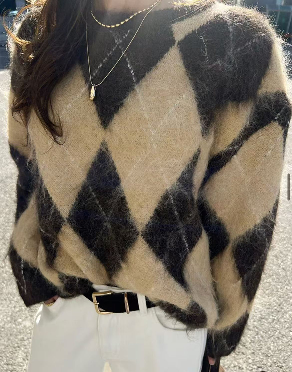 菱格兔毛冷衫