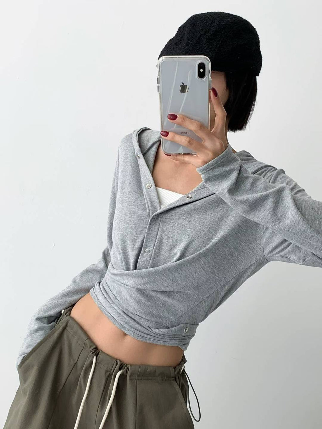 啪鈕綁腳有帽衫