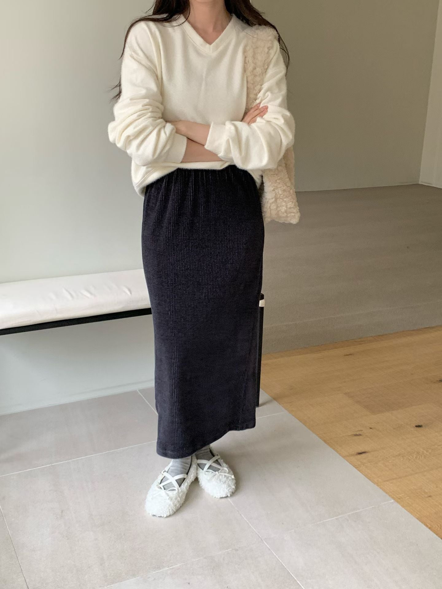 坑紋絨pencial skirt