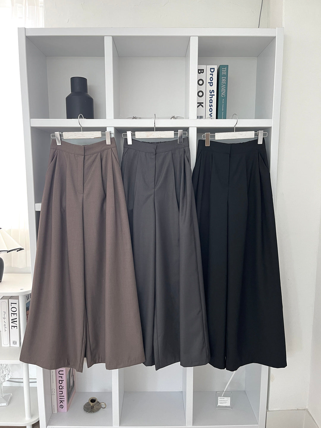 High waist wide leg trousers