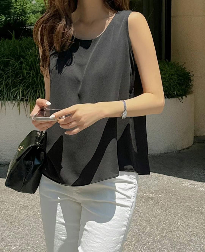 V-neck chiffon vest