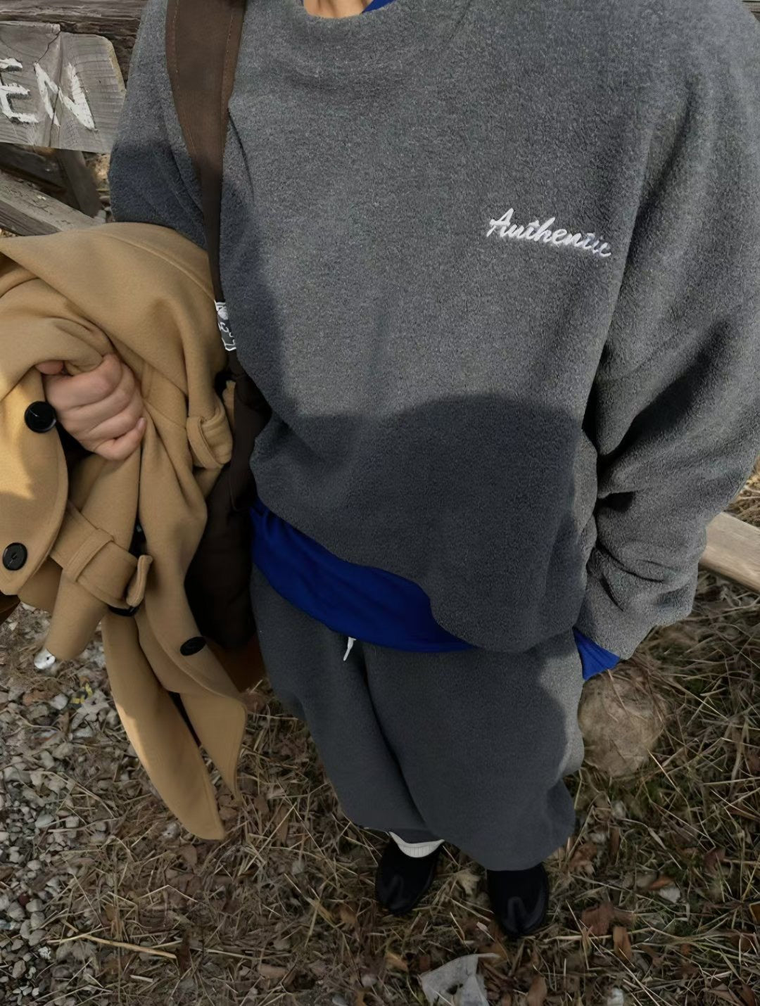 前短後長絨Tee (set裝可另購絨索腳褲)