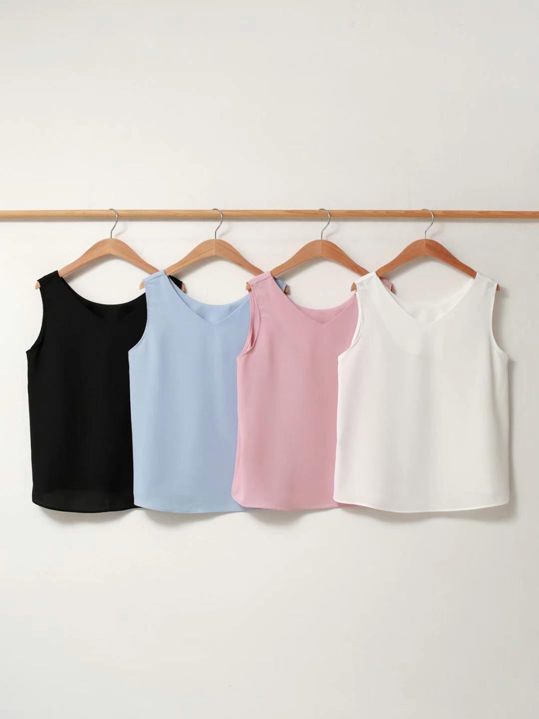 V-neck chiffon vest