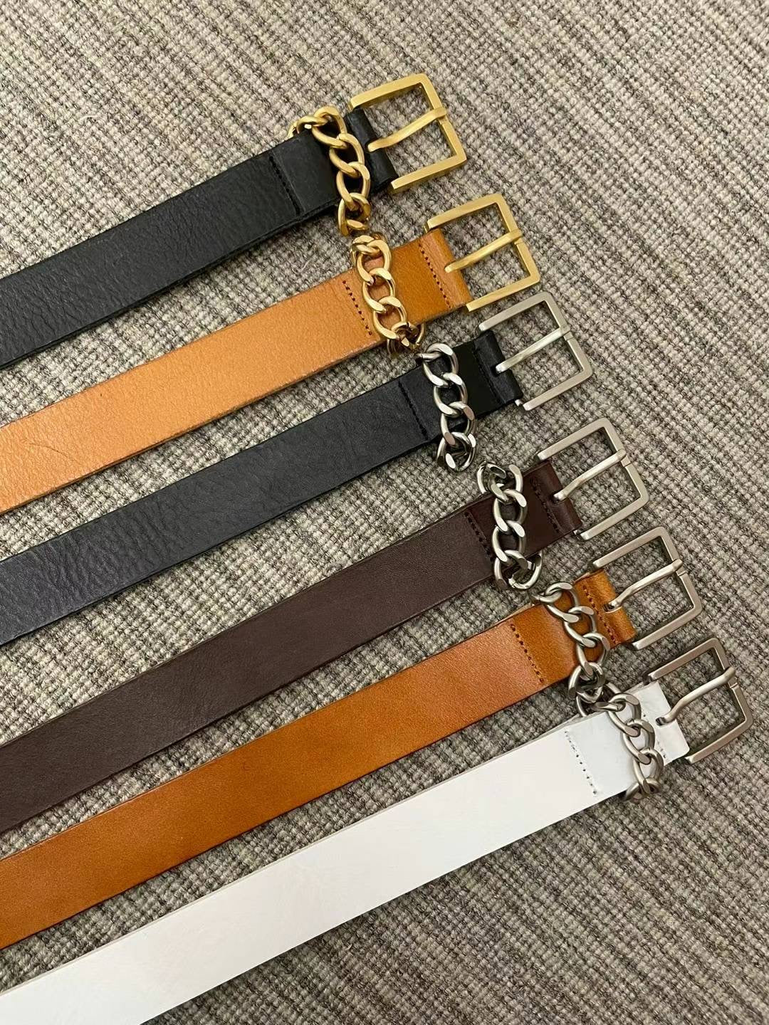 方扣鏈牛皮belt