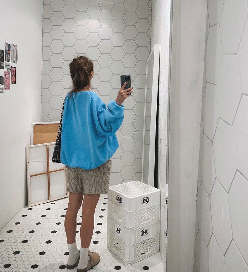 束袖抓毛淨色洗水衛衣