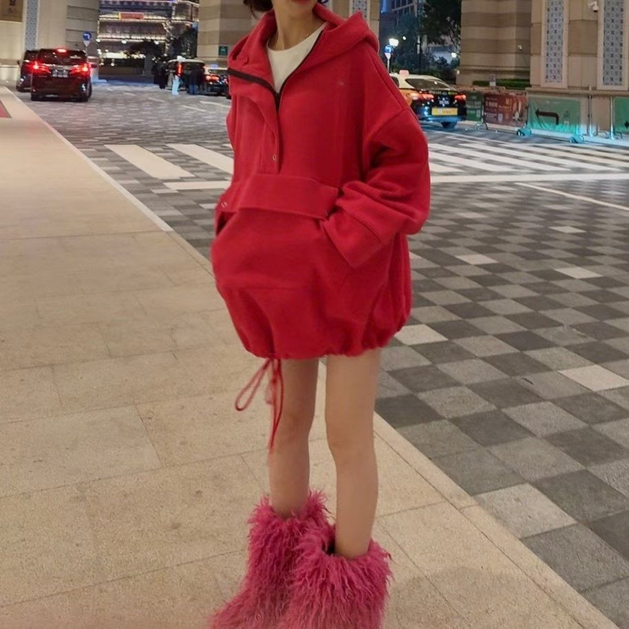 絨面前袋有帽衛衣