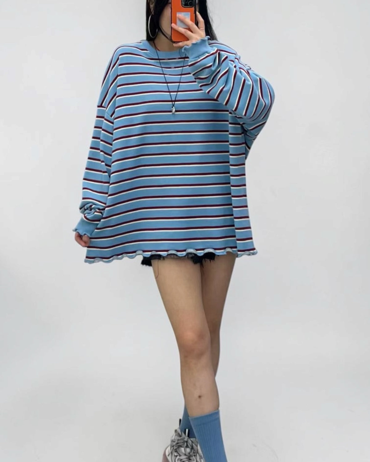 橫間波浪邊長Tee