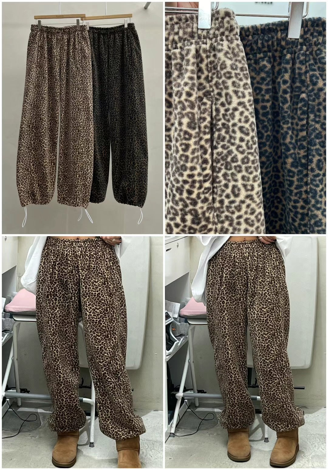 leopard print fleece pants