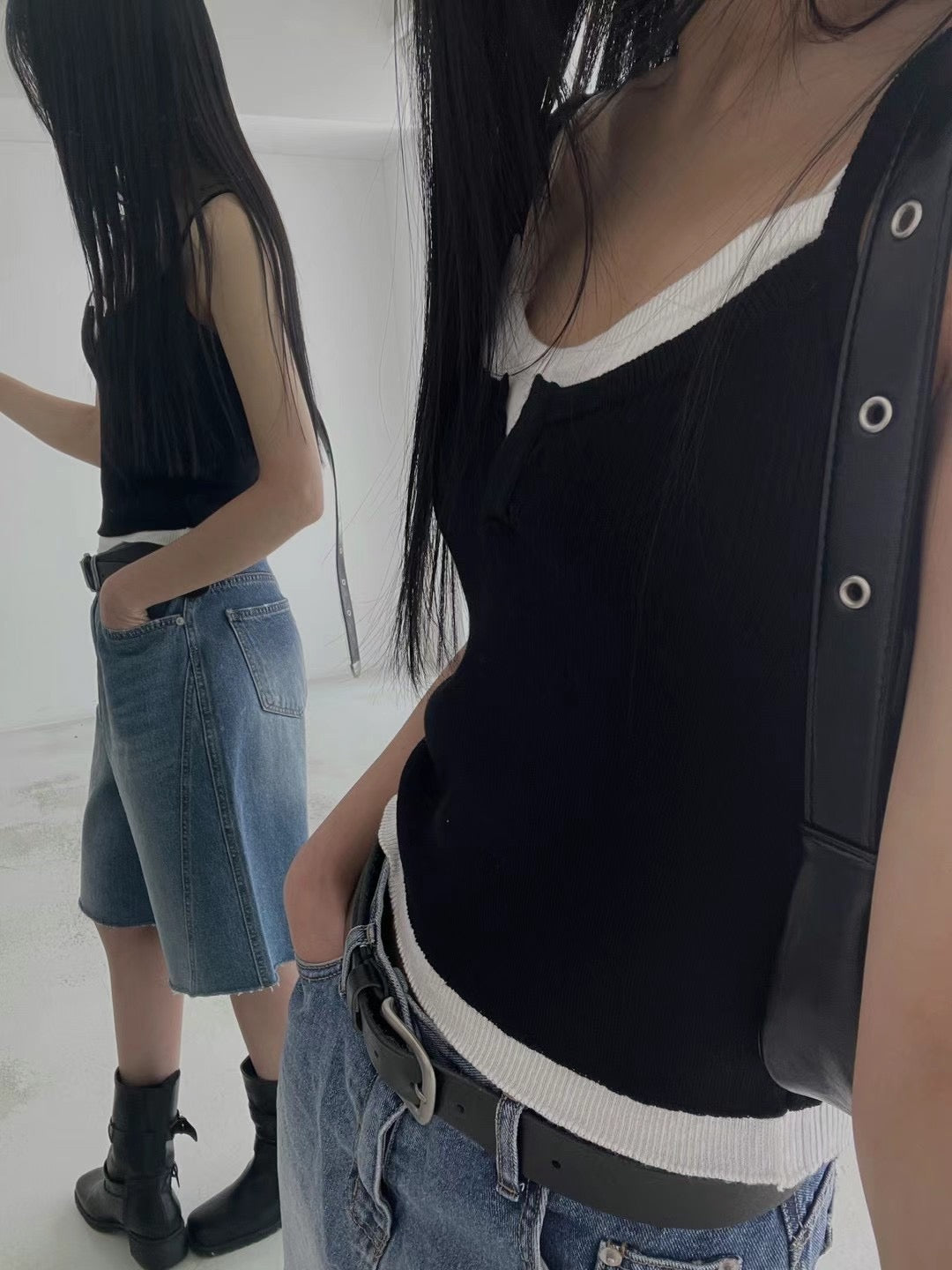 Fake two-piece camisole