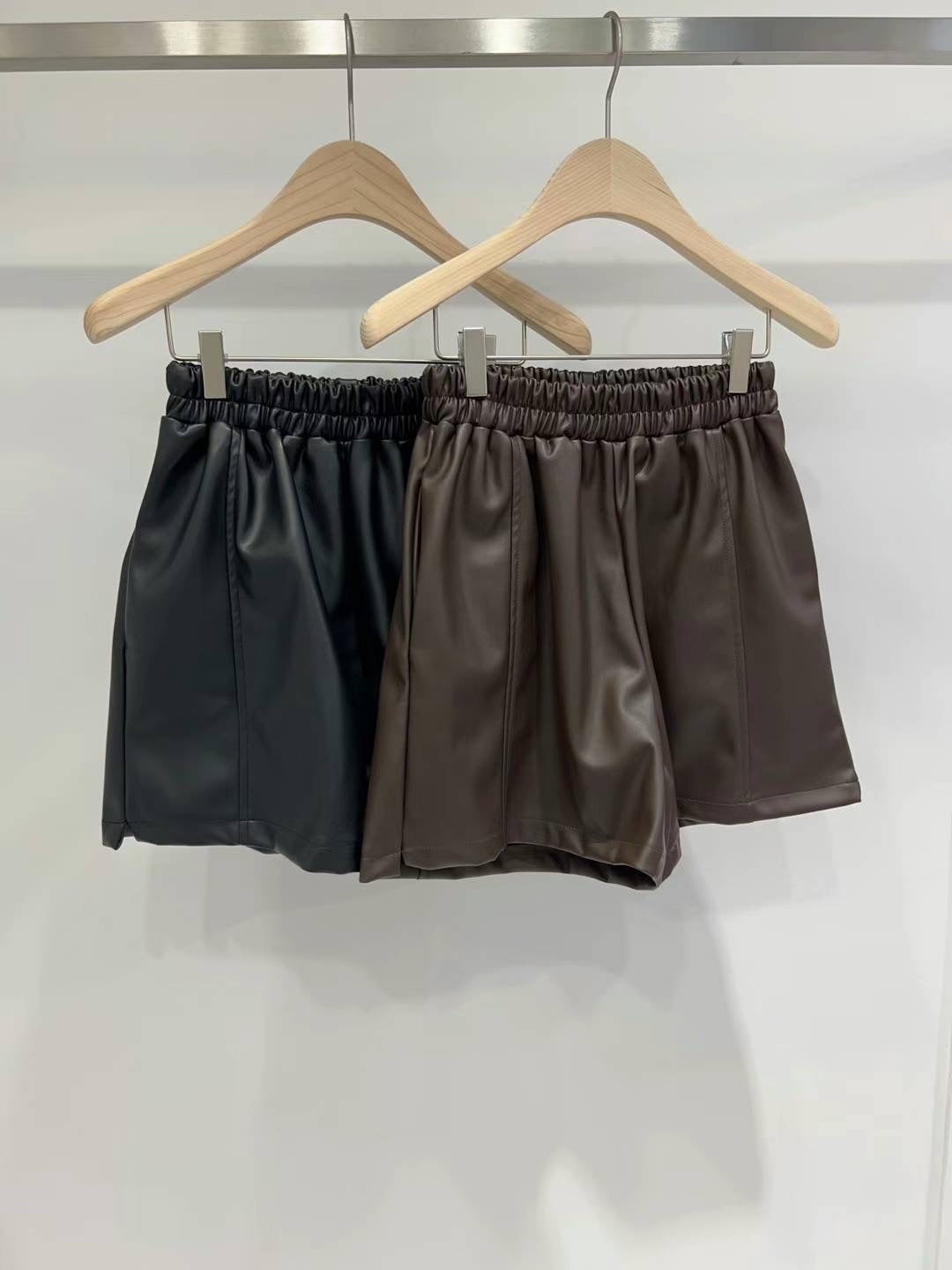 leather shorts