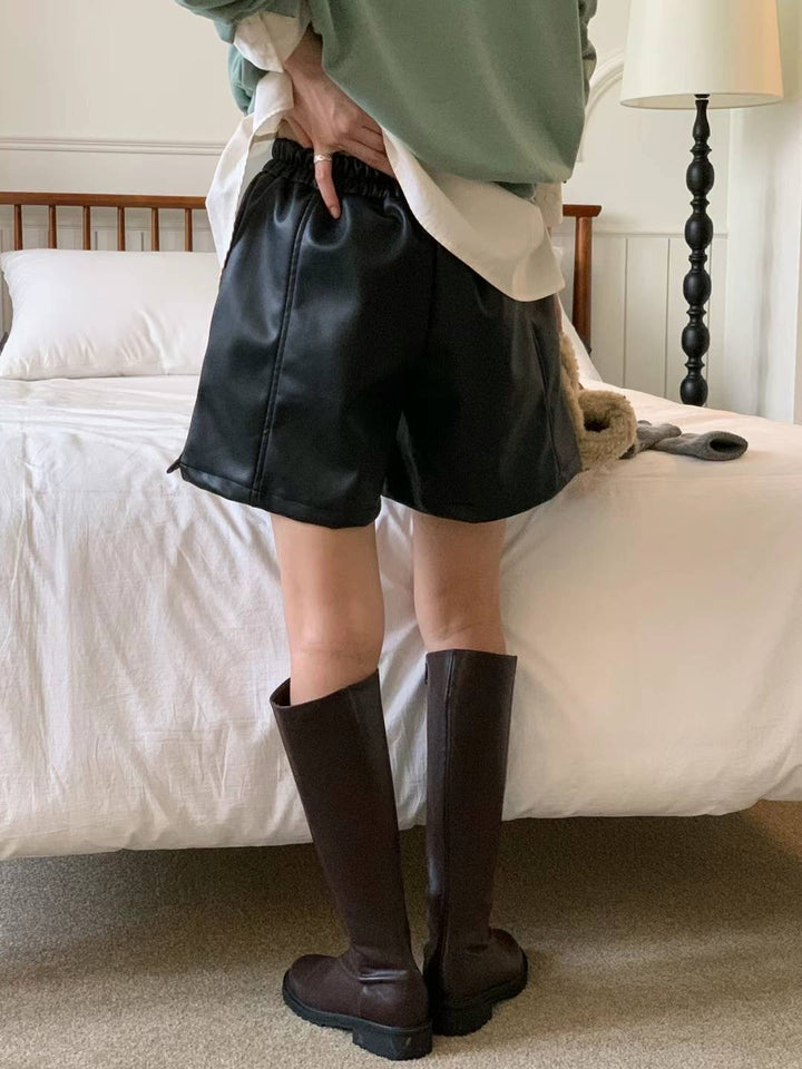 leather shorts