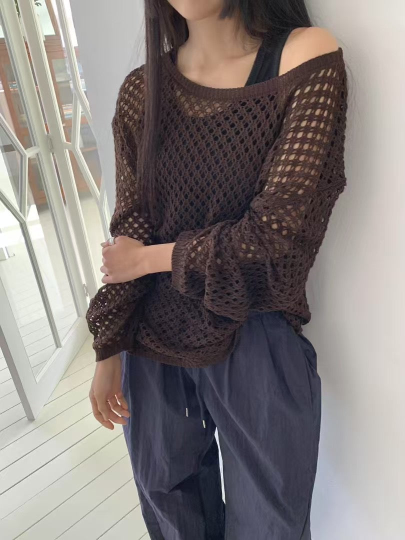 網網長袖Tee