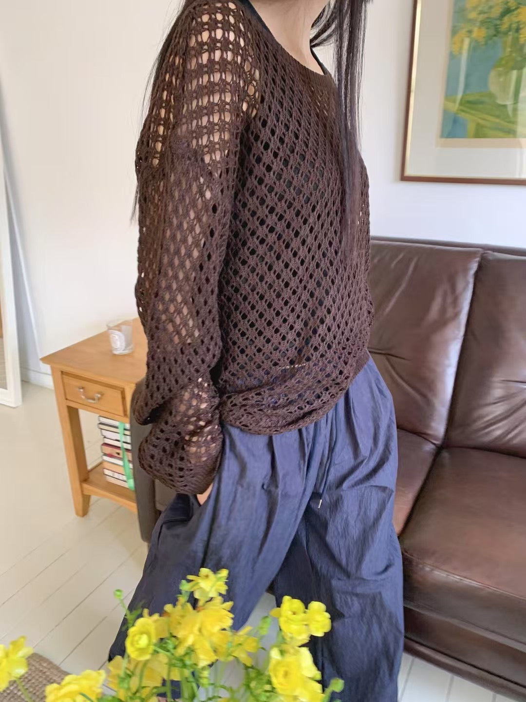 網網長袖Tee