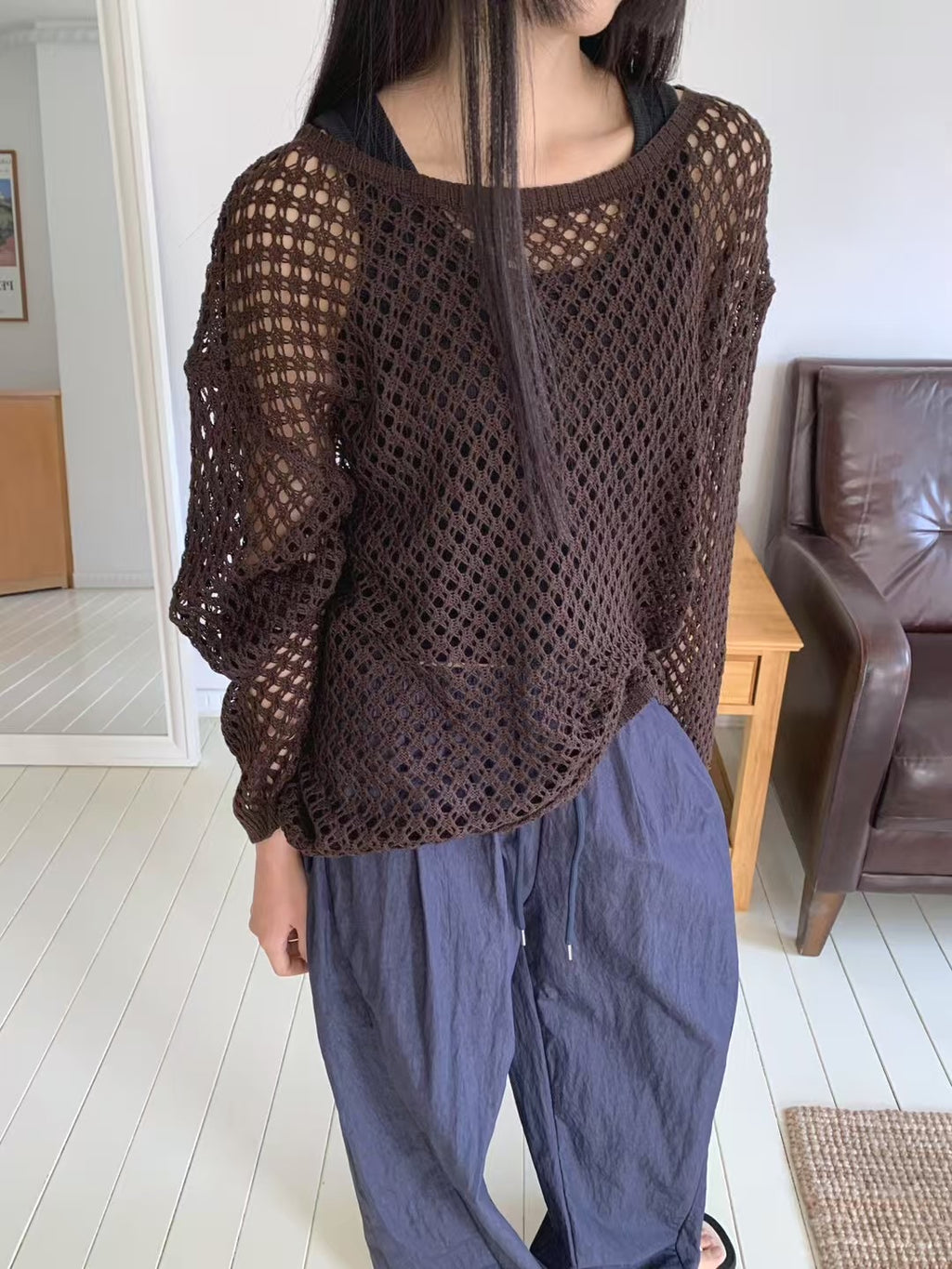 網網長袖Tee