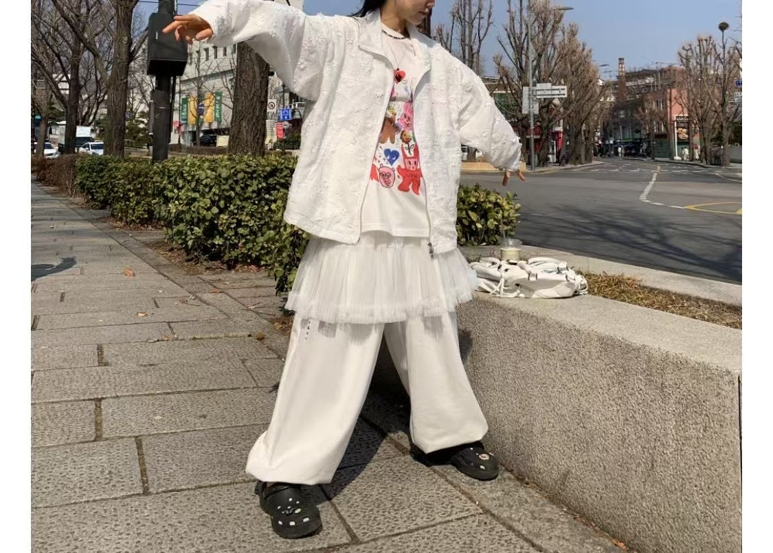 透紗半摺裙