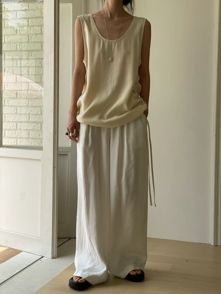 corded chiffon long vest