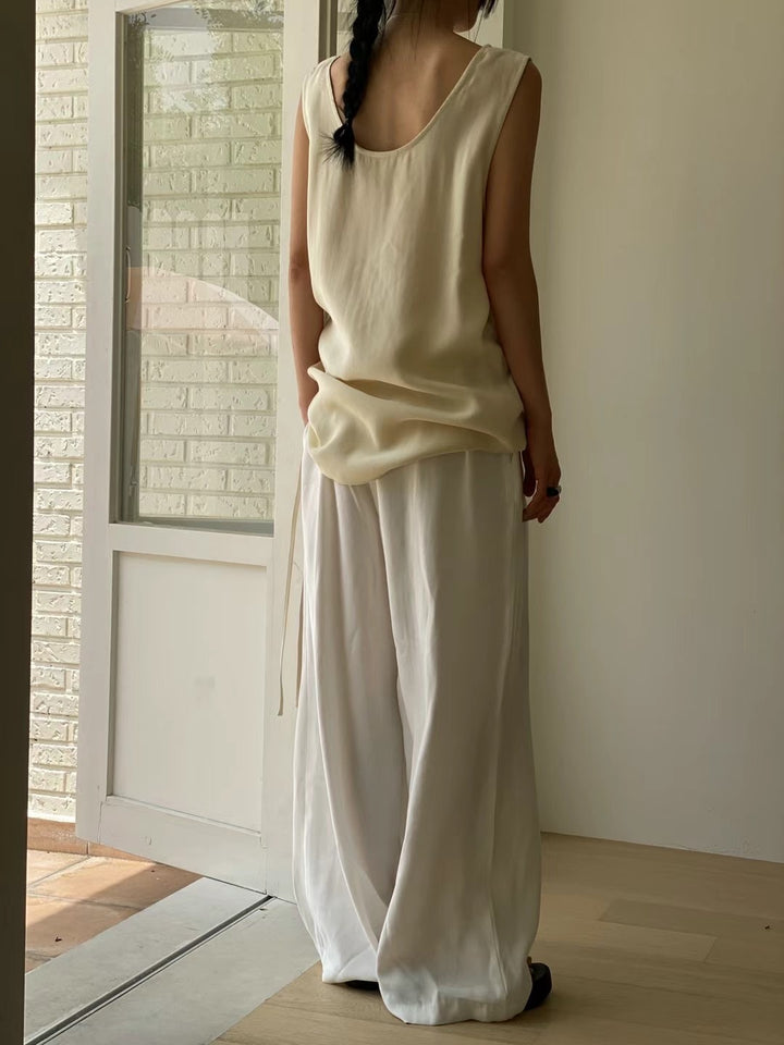 corded chiffon long vest