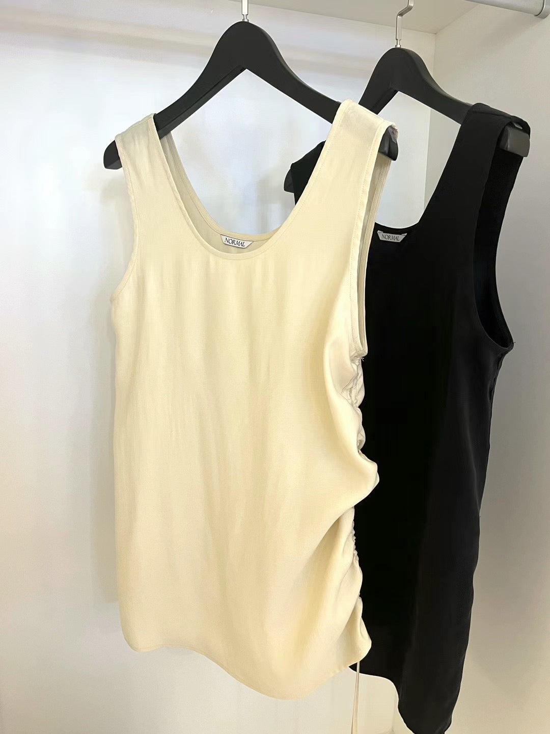 corded chiffon long vest