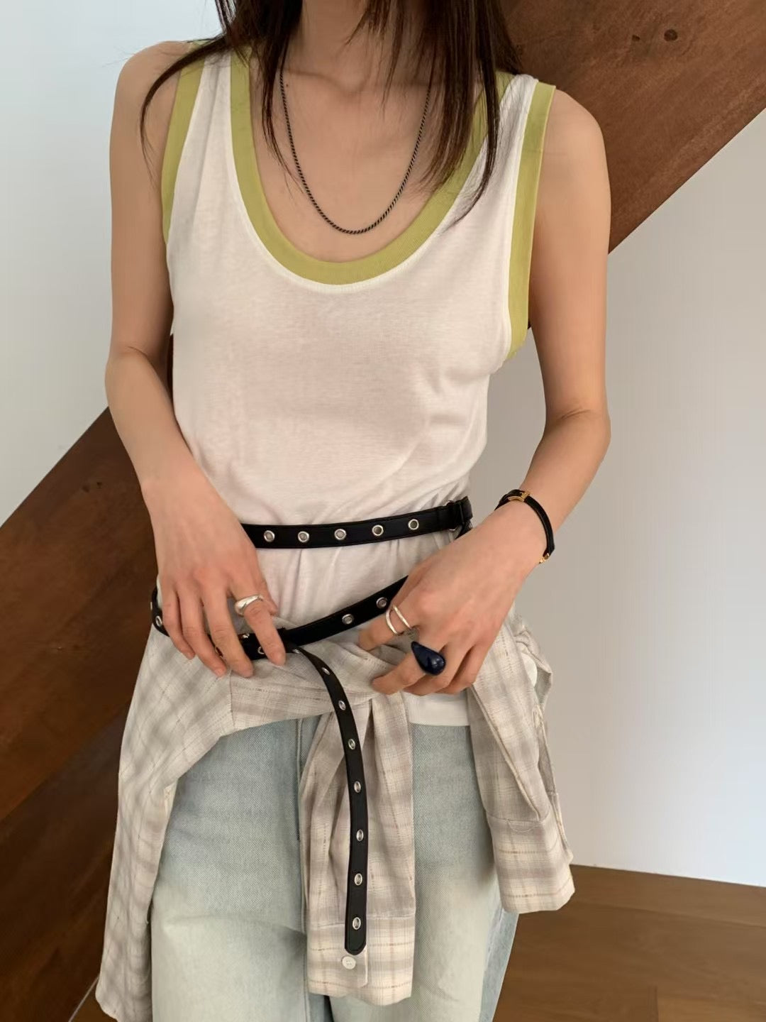 拚色滑料背心