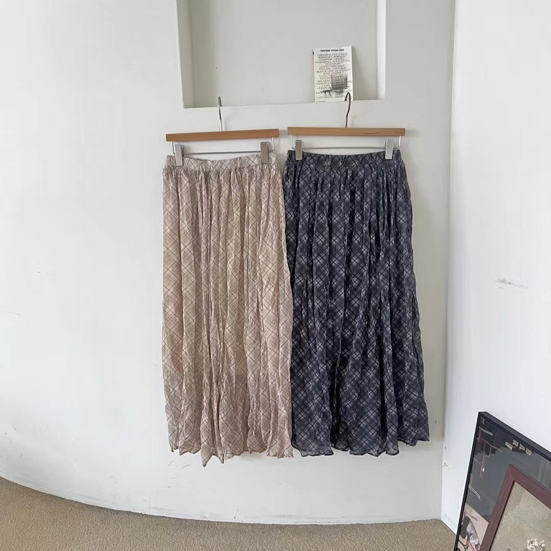 Diamond chiffon half pleated skirt