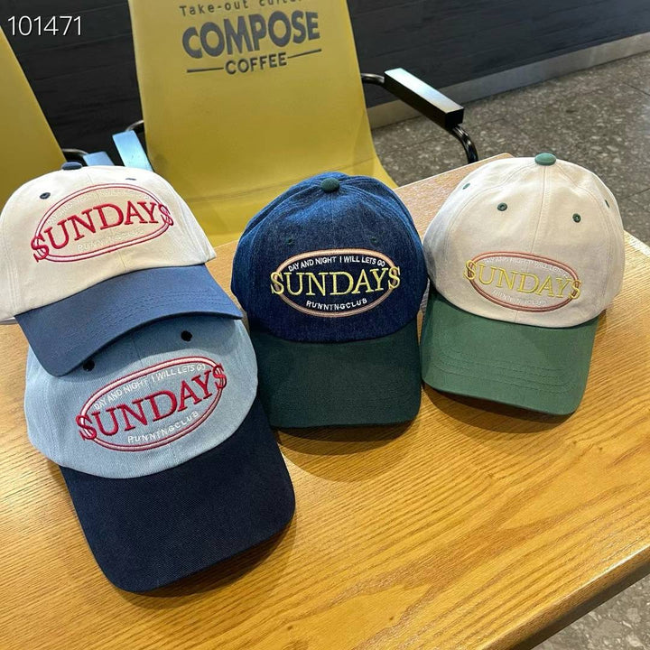 “SUNDAY”拚色Cap