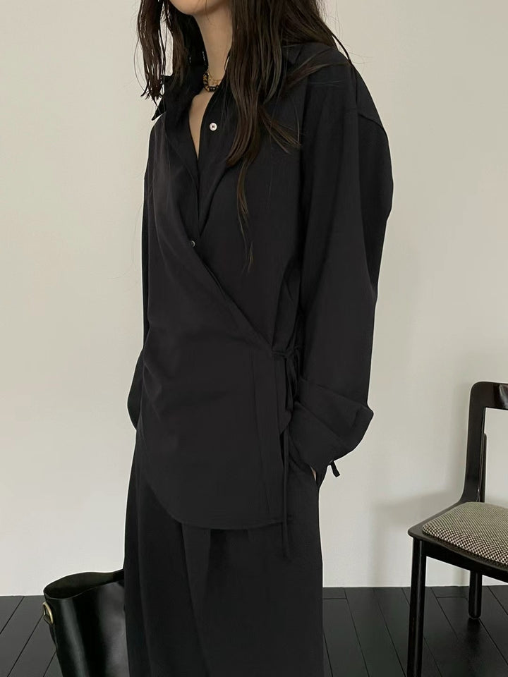 Side-tied shirt (set outfit can be purchased separately with trousers)