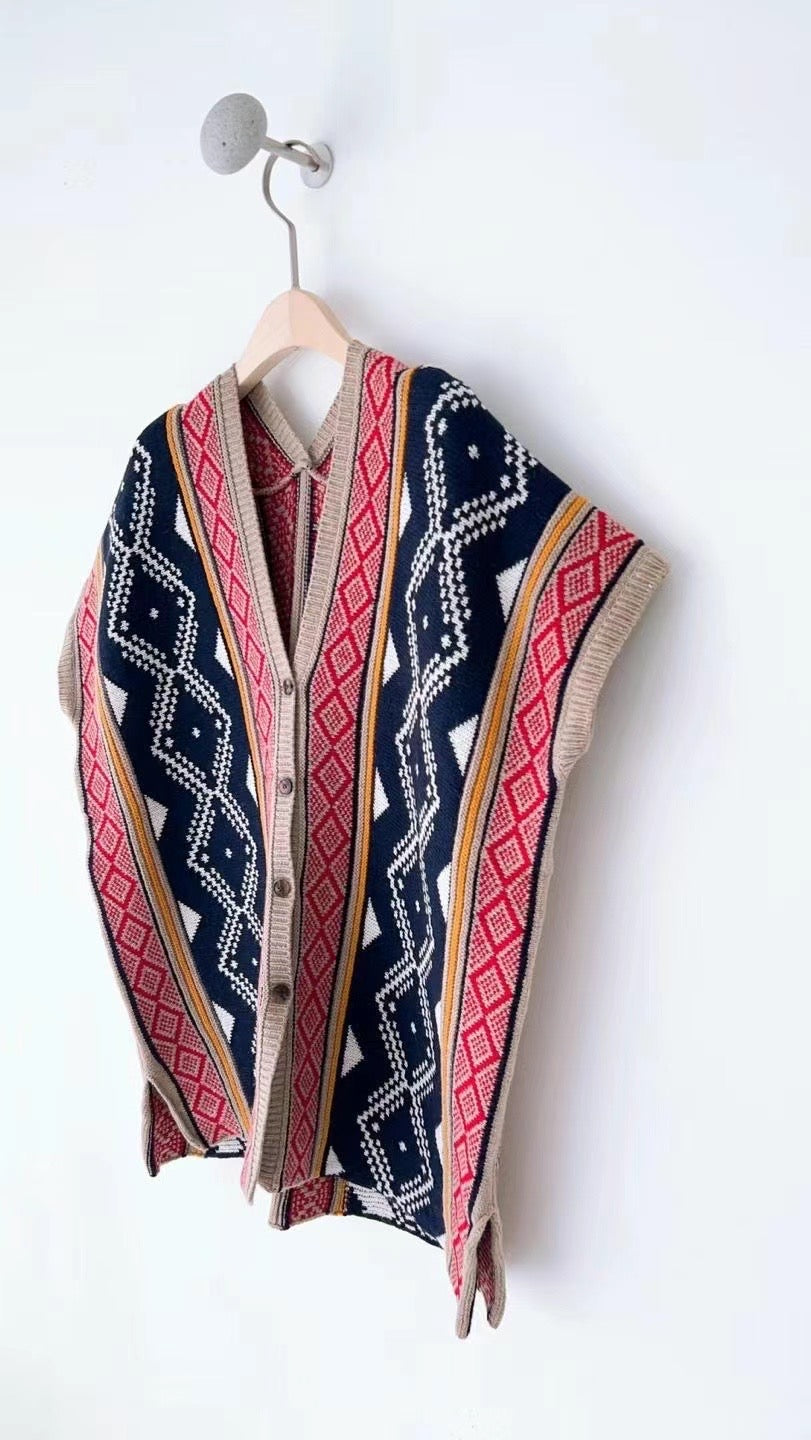 Ethnic flower cold vest jacket