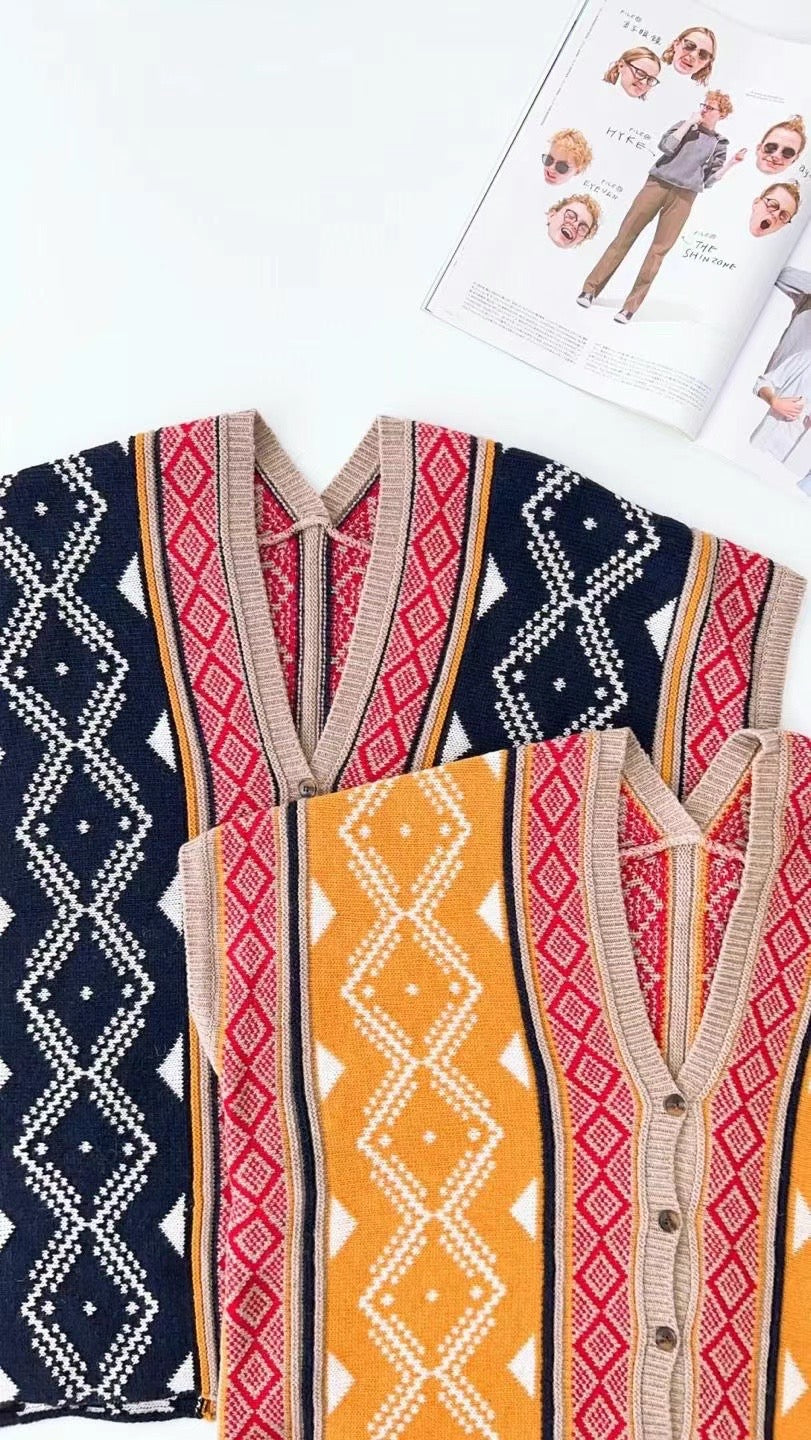 Ethnic flower cold vest jacket