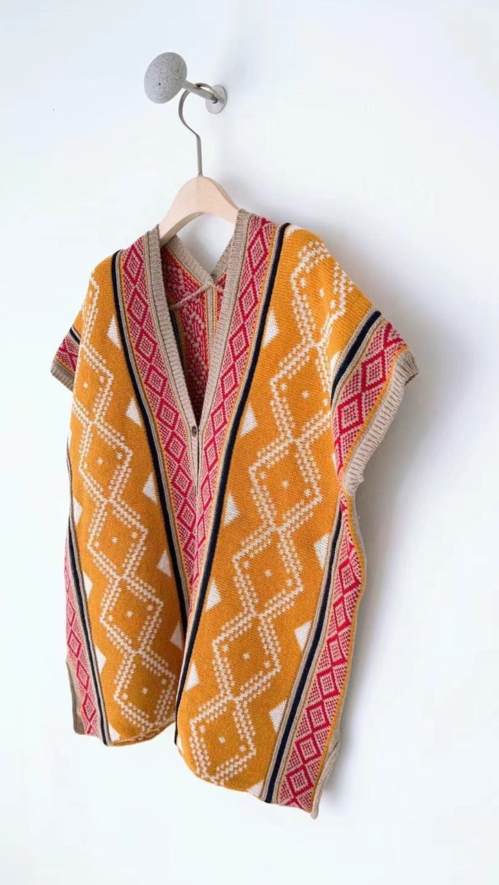 Ethnic flower cold vest jacket