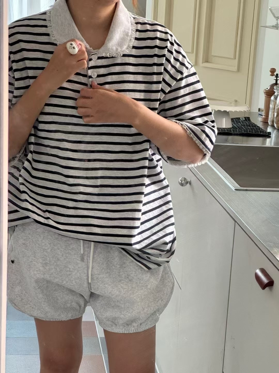 圓領Polo橫間長Tee
