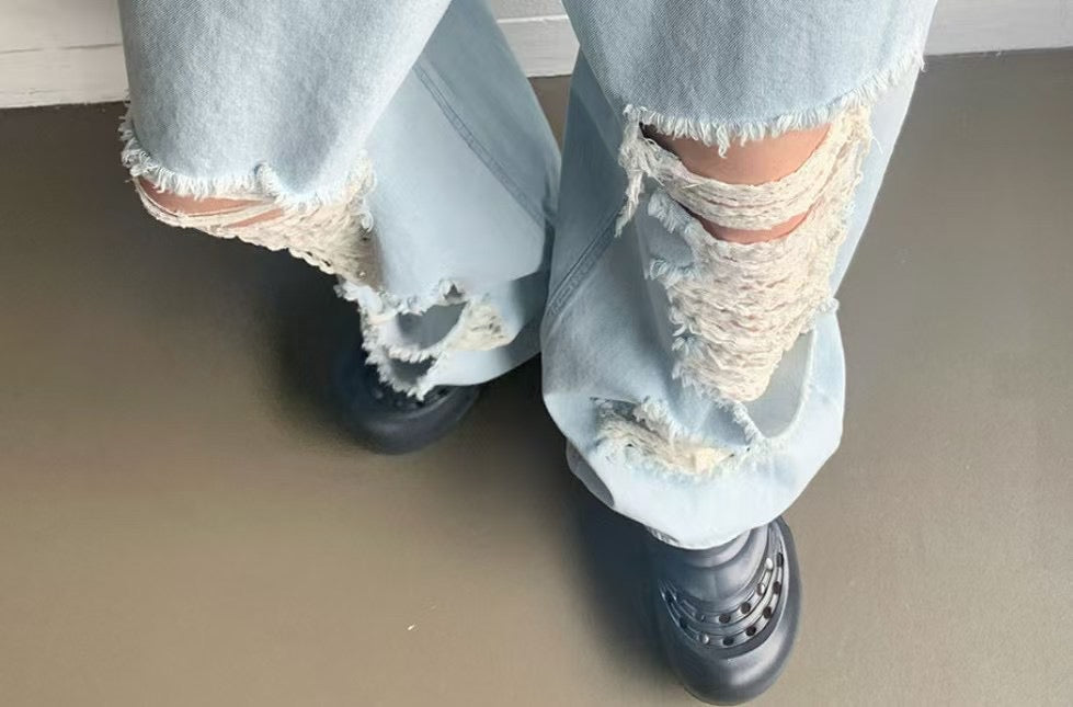 闊腳爛牛仔褲
