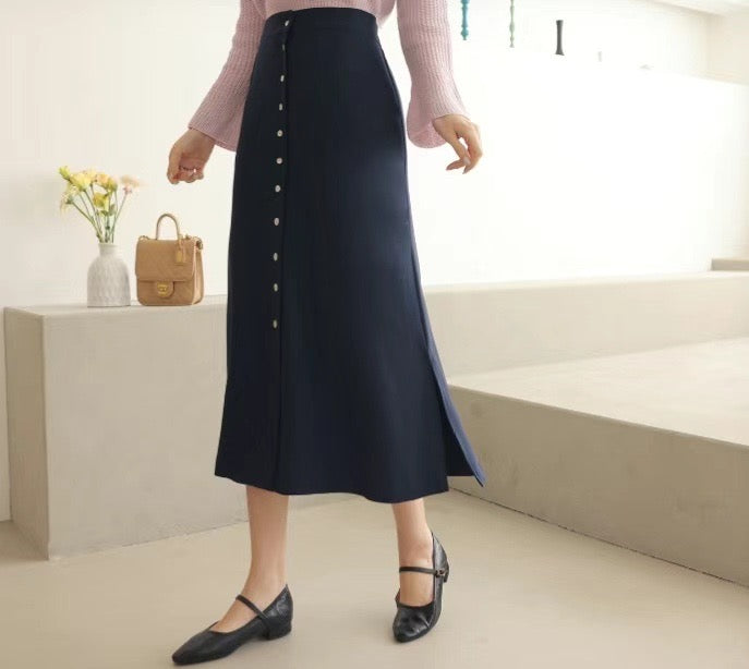 button front maxi skirt