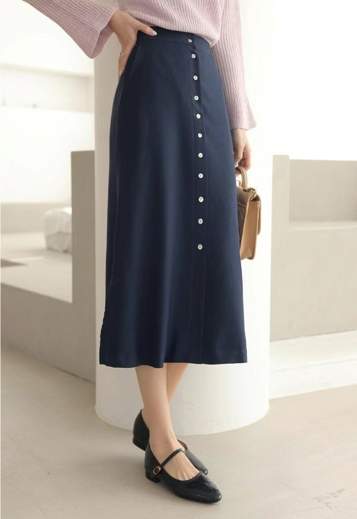 button front maxi skirt