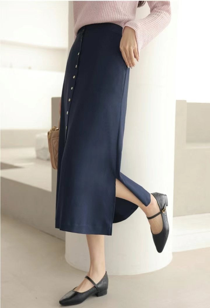 button front maxi skirt