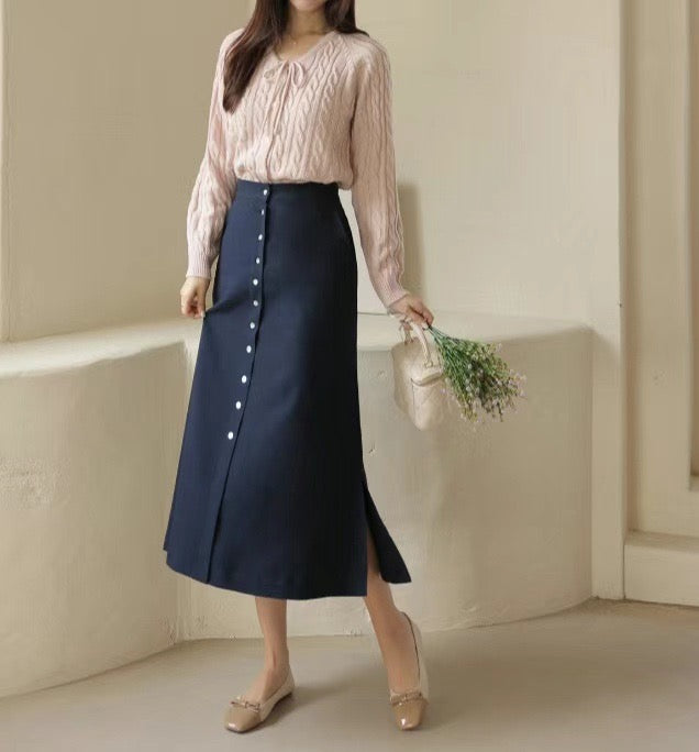 button front maxi skirt