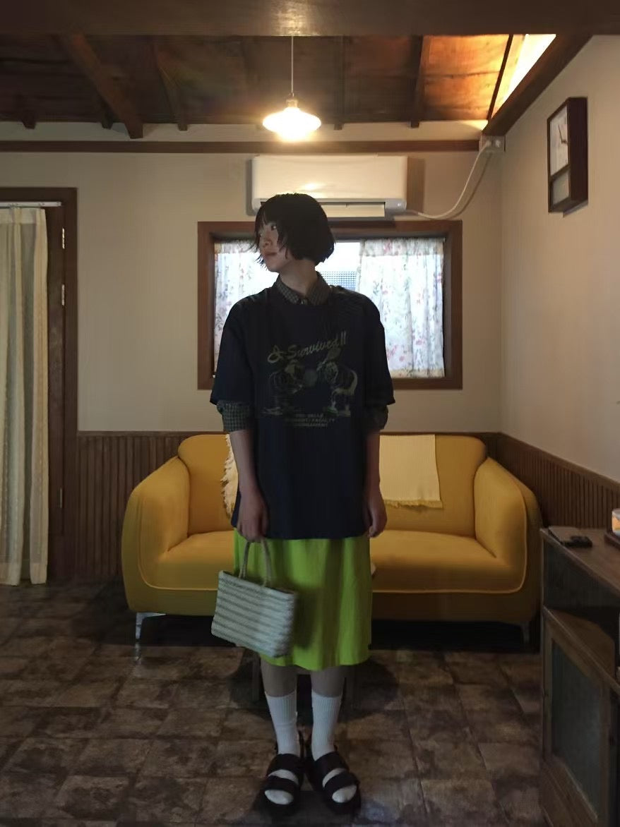 兩側綁帶半摺裙