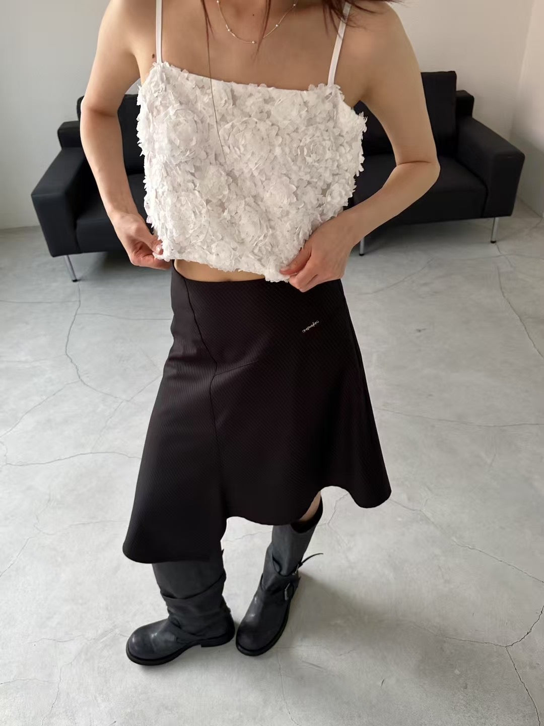 玫瑰花後拉鏈吊帶