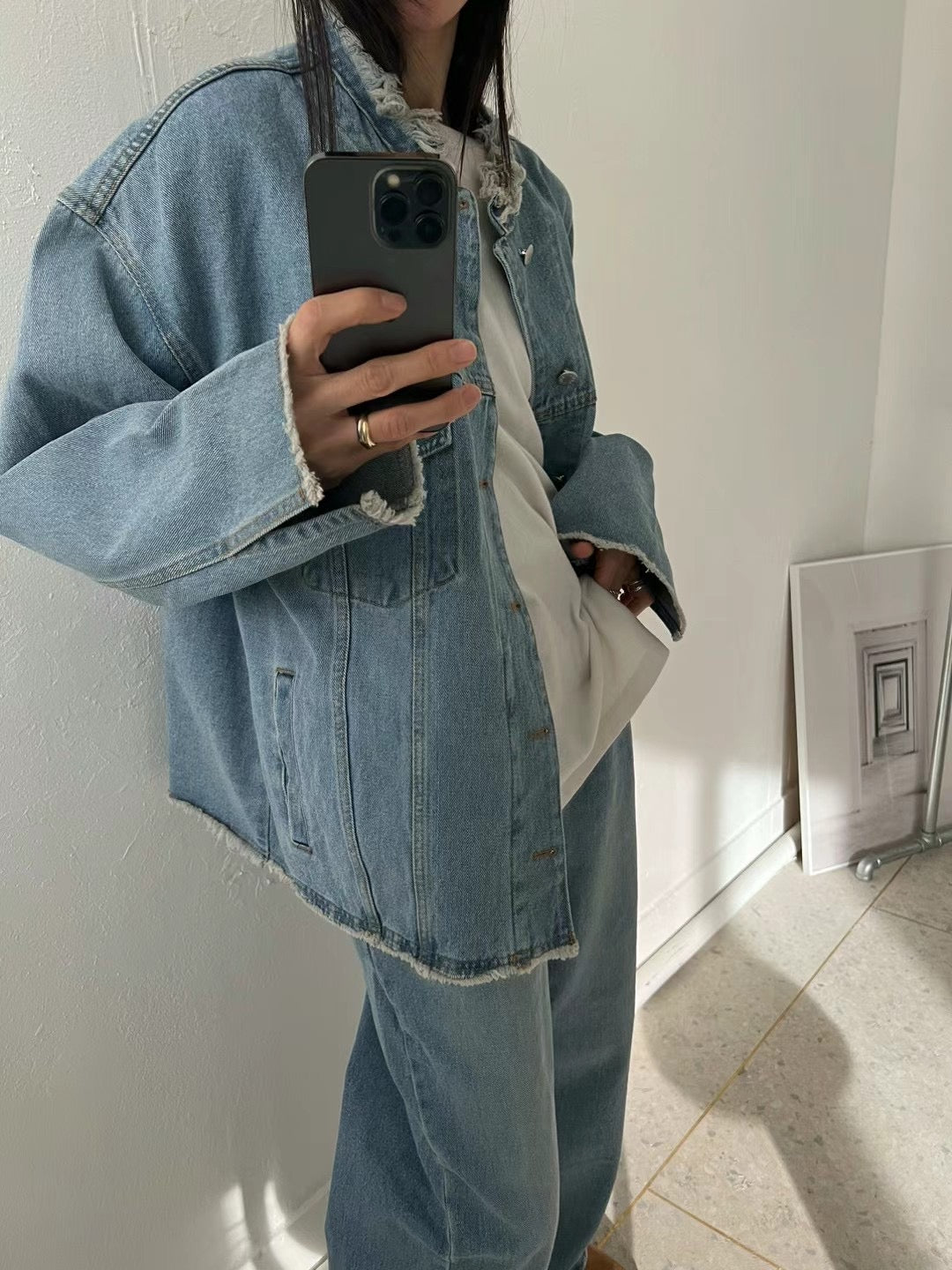 Washed two bags of denim jacket