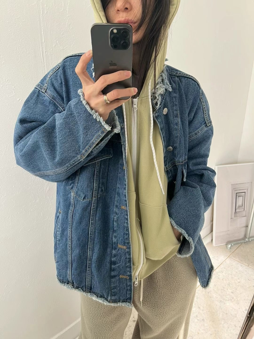 Washed two bags of denim jacket