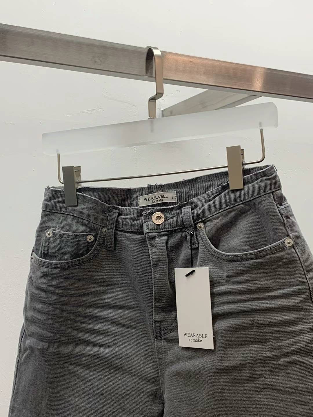 Whisker denim shorts