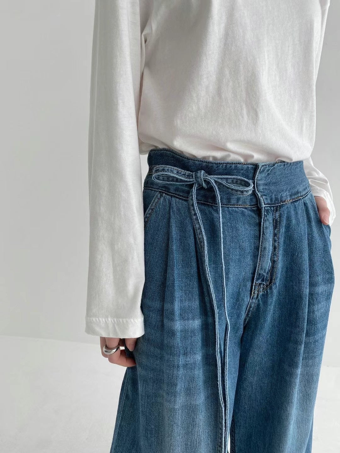 side tie jeans