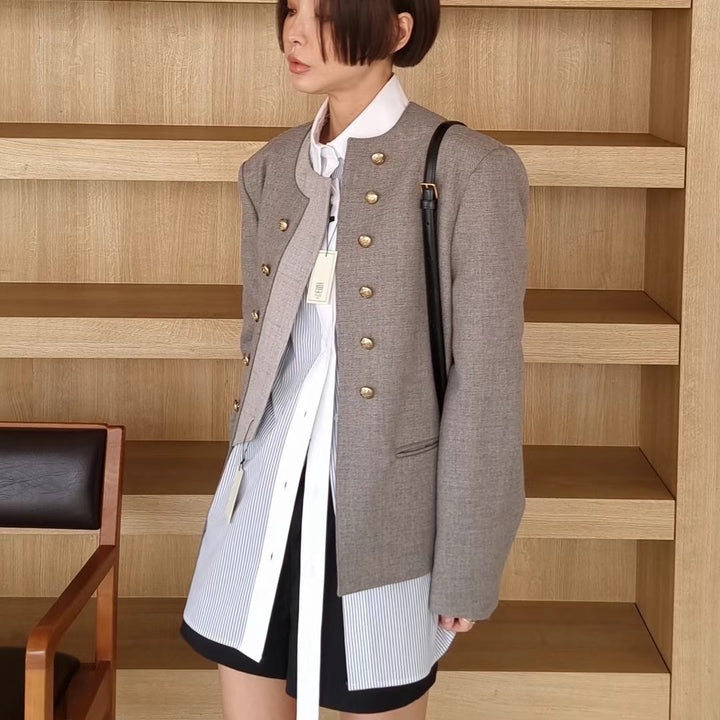 Fake two-layer short suit