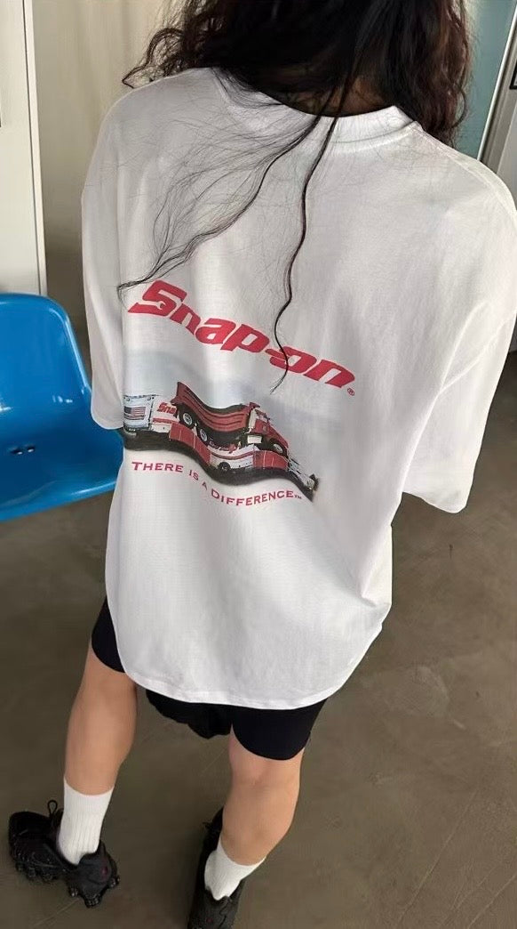 背”Snap -on”圖案長Tee
