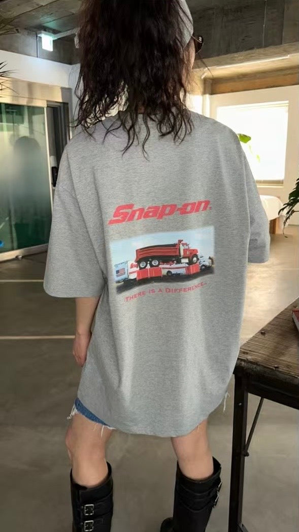 背”Snap -on”圖案長Tee