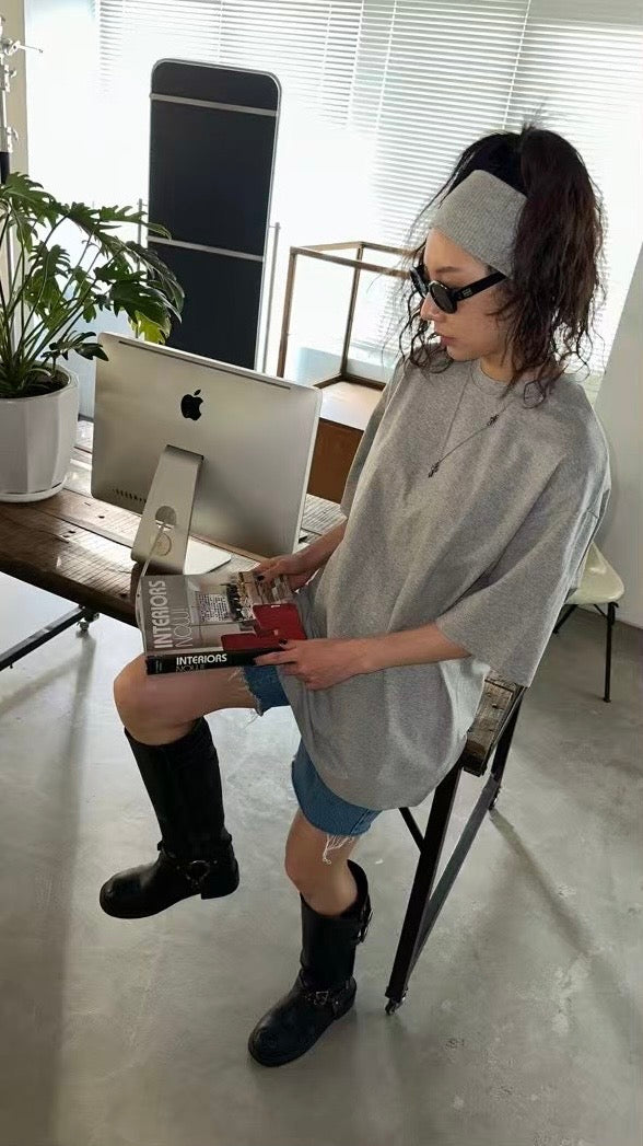 背”Snap -on”圖案長Tee