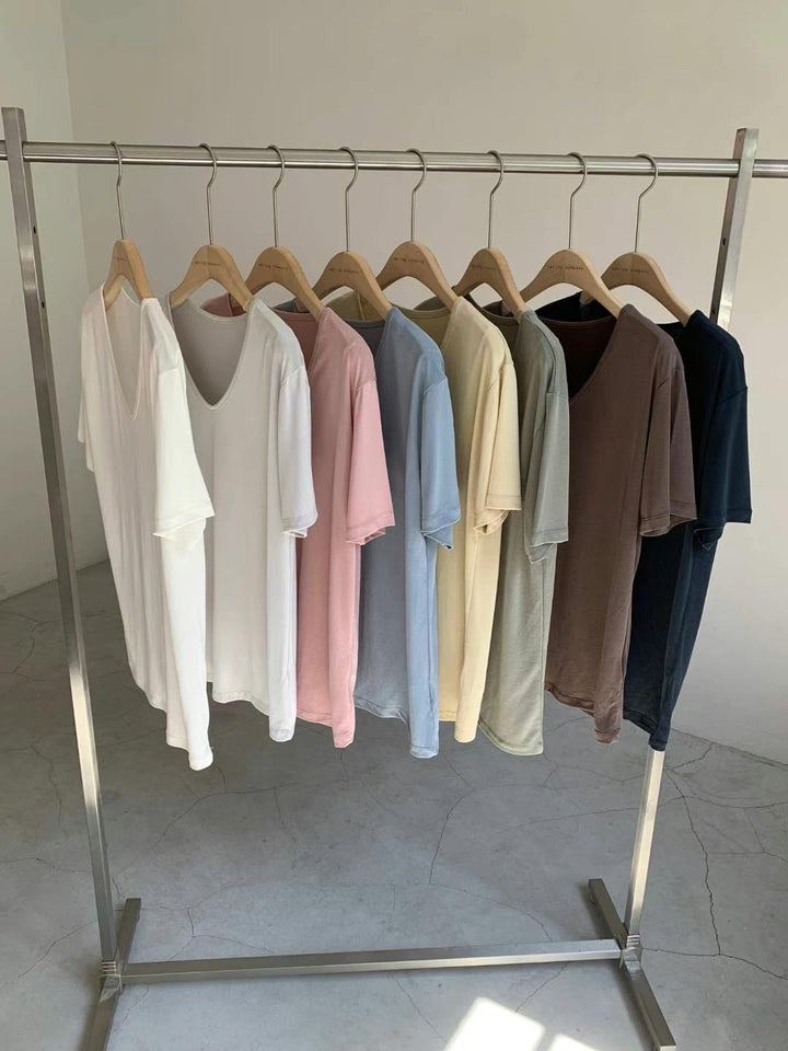 滑料V領Tee
